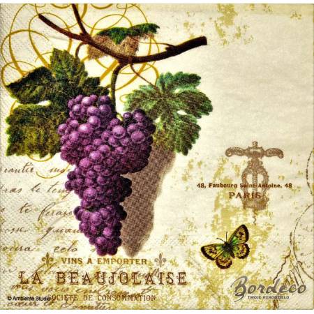 Serwetka decoupage firmy AMBIENTE dojrzale winogrona 33x33cm